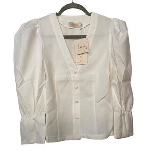 NWT Choosy Women's White Romy‎ Button Up Blouse Size Small Romantic and Feminine